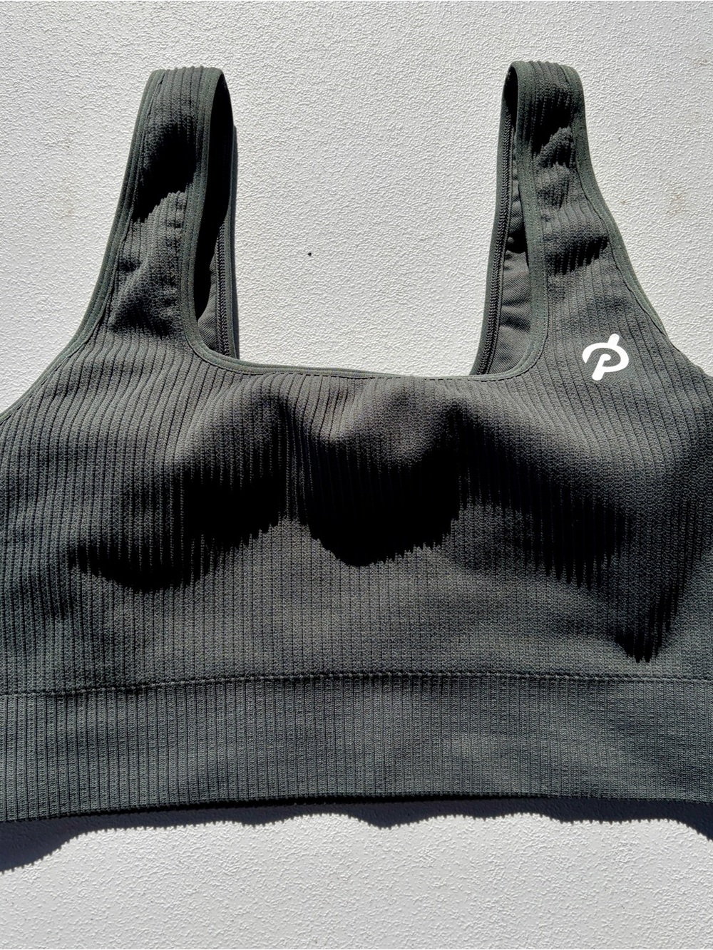 Peloton Seamless Ribbed Square Neck Sports Bra Garden Green M/L